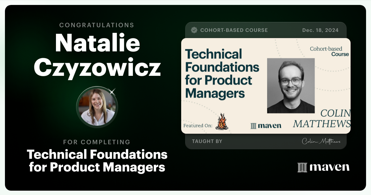 Certificate of Completion for Technical Foundations for Product Managers