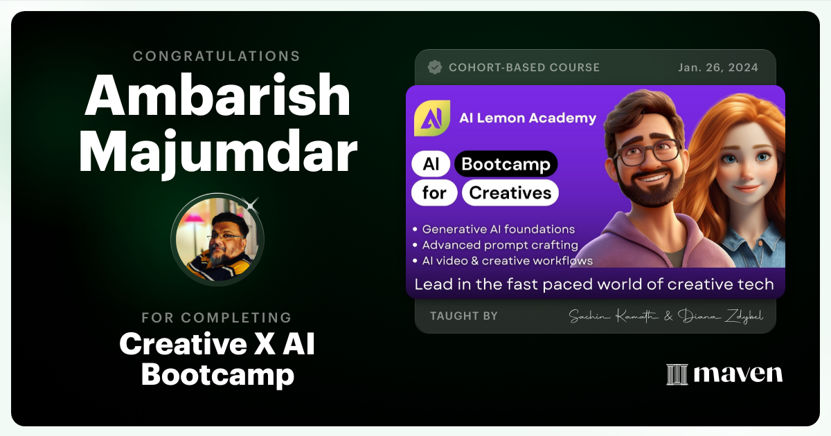 Certificate of Completion for AI x Creative Accelerator