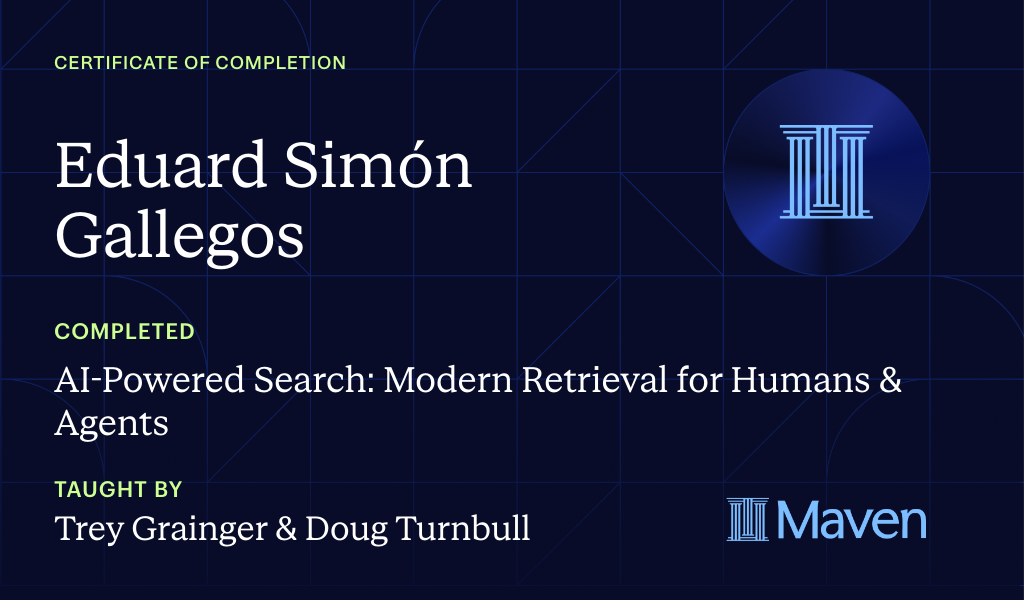 Certificate for AI-Powered Search: Modern Retrieval for Humans & Agents