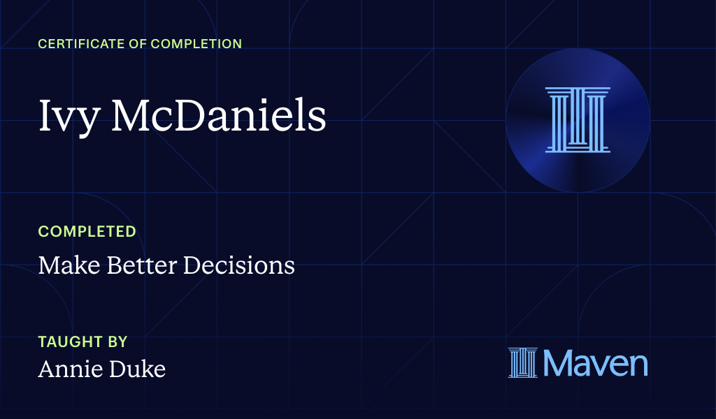 Certificate for Make Better Decisions