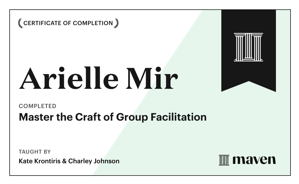 Certificate for Master the Craft of Group Facilitation