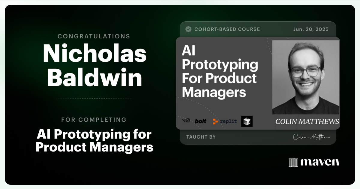 Certificate of Completion for AI Prototyping for Product Managers