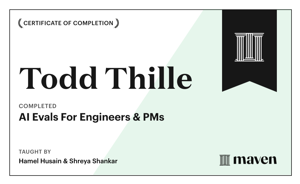 Certificate for AI Evals For Engineers & PMs