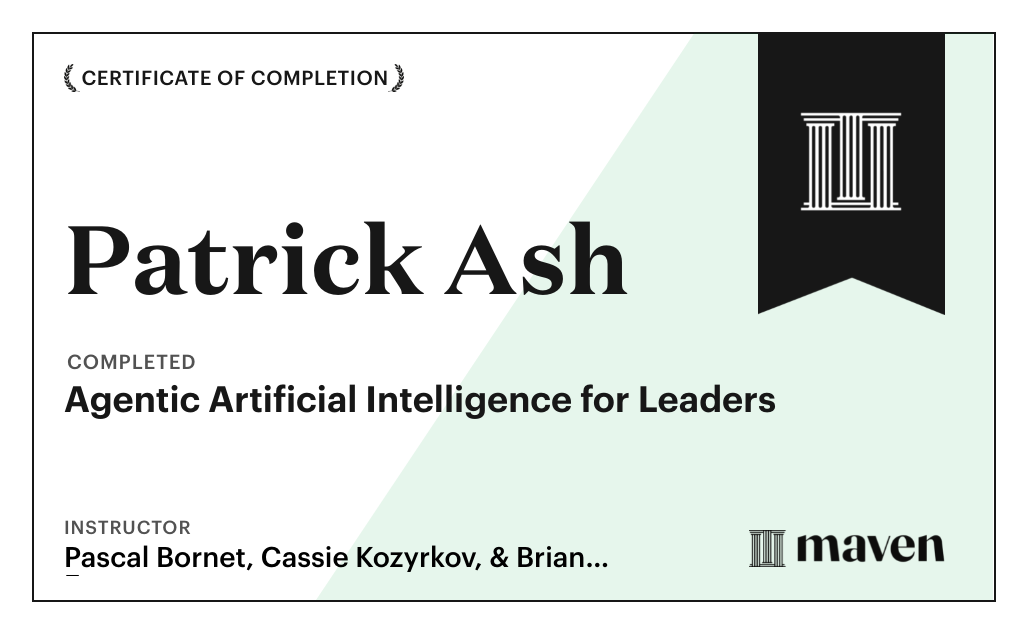 Certificate for Agentic Artificial Intelligence for Leaders