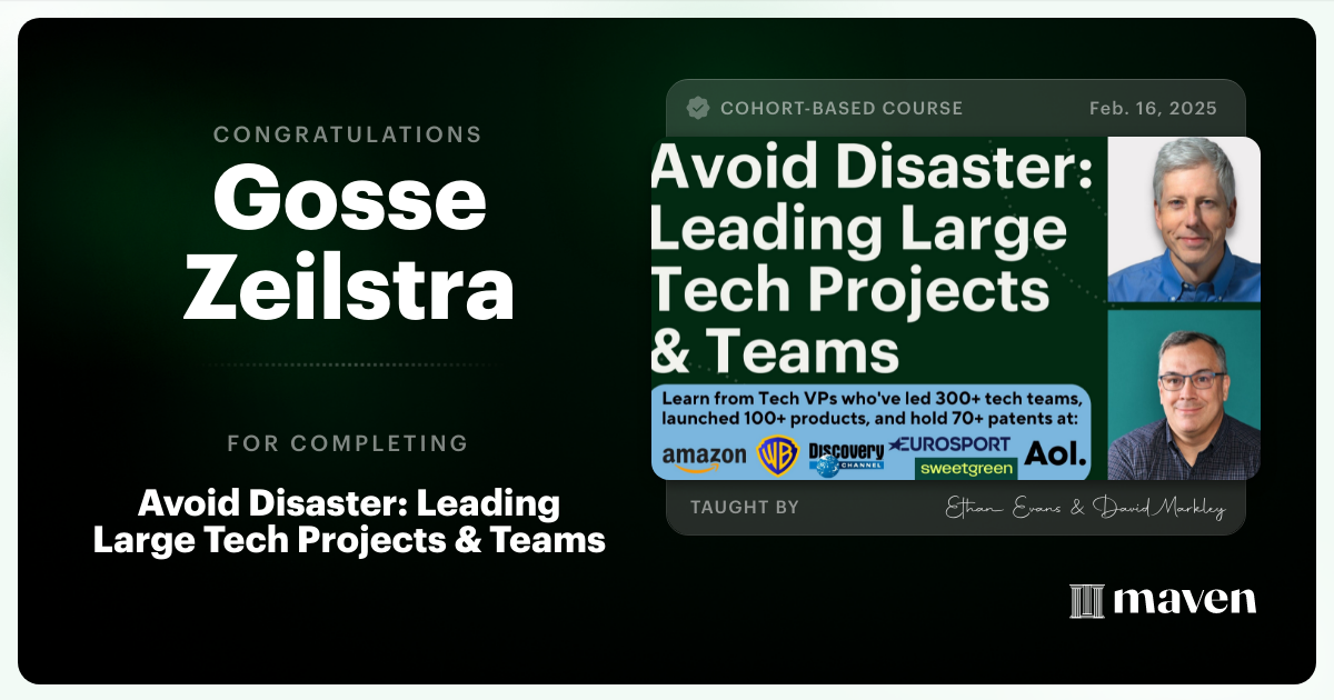 Certificate of Completion for Ship it: Avoid Failures and Lead Tech Projects to Success