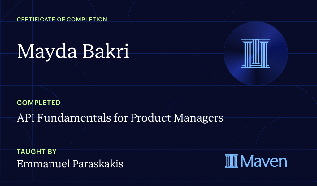 Certificate for API Fundamentals for Product Managers