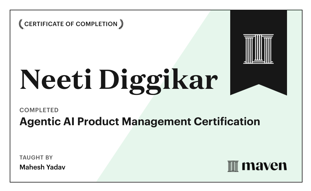 Certificate for Agentic AI Product Management Certification