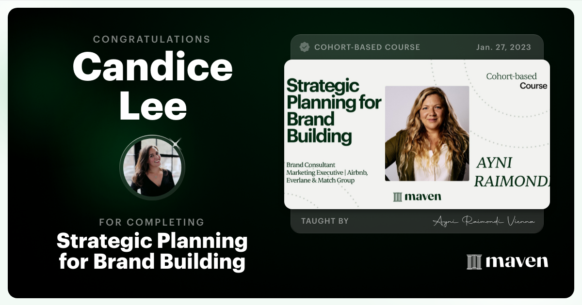 Certificate of Completion for Strategic Planning for Brand Building 