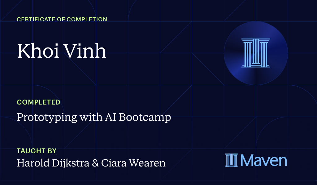 Certificate for Vibe Coding Bootcamp