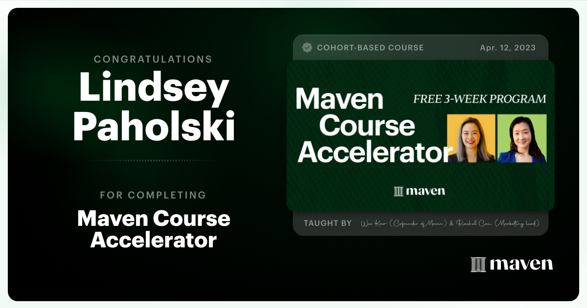 Certificate of Completion for Maven Course Accelerator