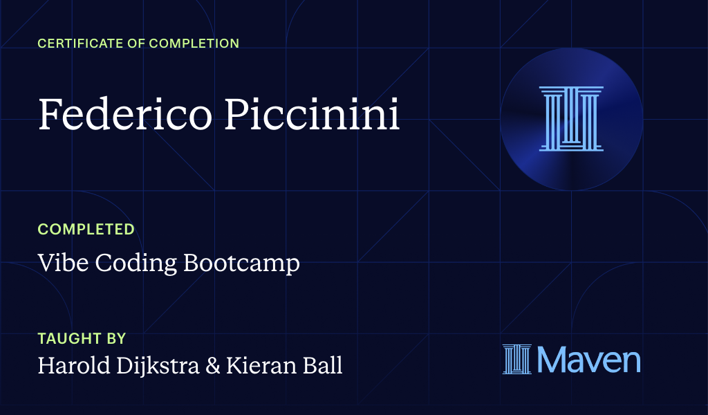 Certificate for The AI Builder Bootcamp
