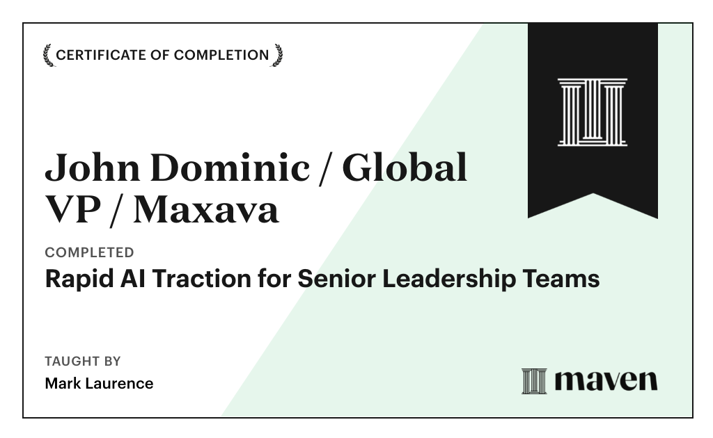 Certificate for Rapid AI Traction for Senior Leadership Teams