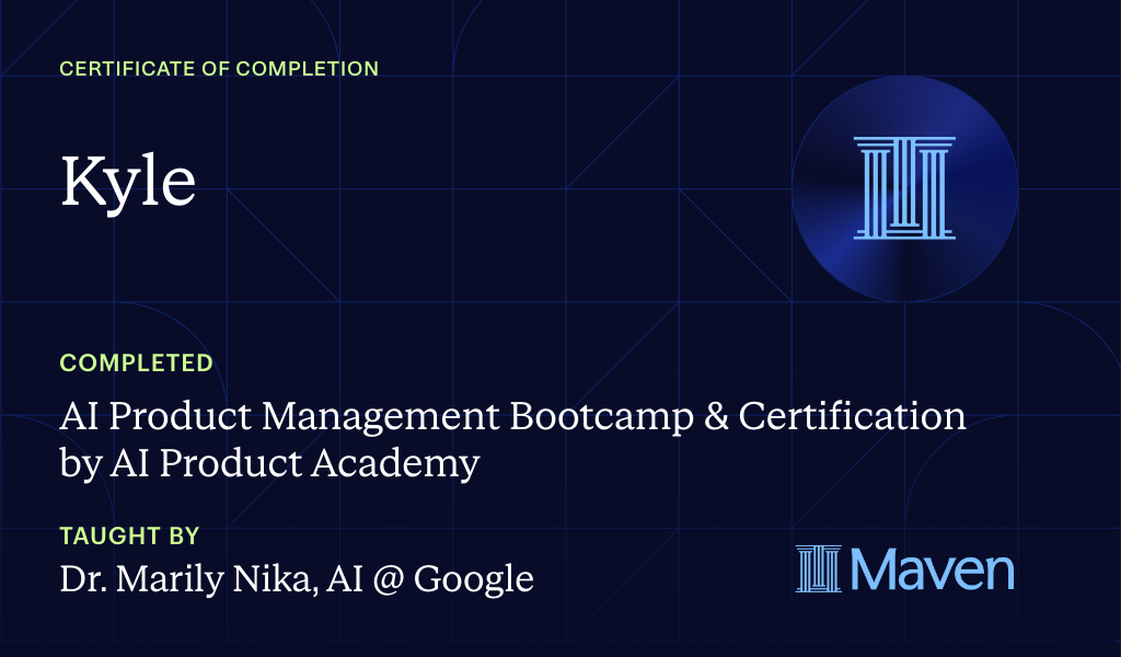 Certificate for AI Product Management Bootcamp & Certification by AI Product Academy