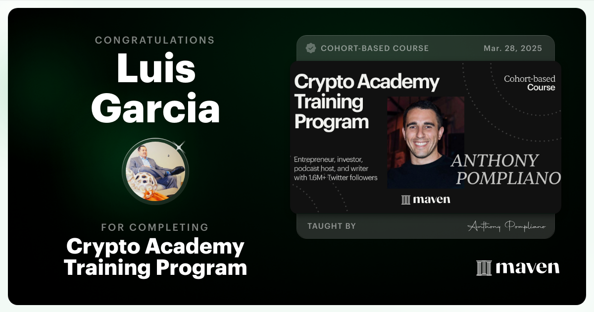 Certificate of Completion for Crypto Academy Training Program