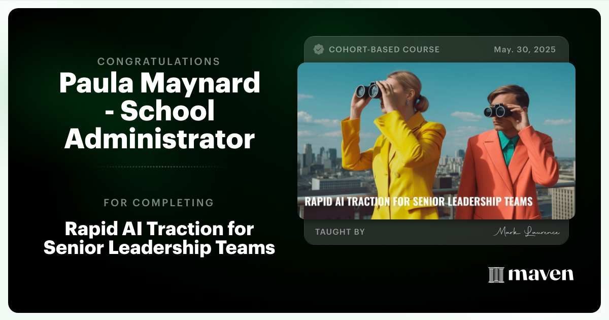 Certificate of Completion for Rapid AI Traction for Senior Leadership Teams