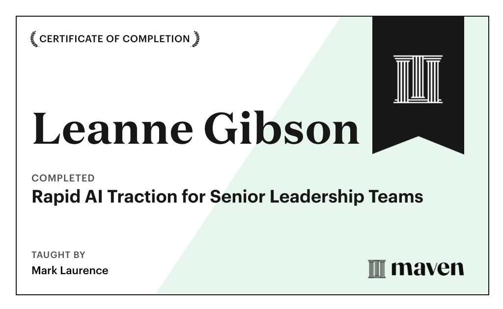 Certificate for Rapid AI Traction for Senior Leadership Teams