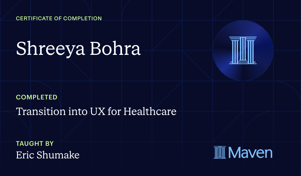 Certificate for Transition into UX for Healthcare