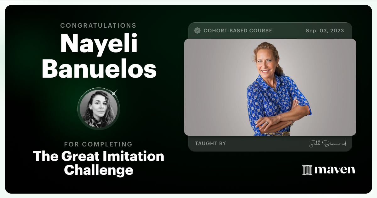 Certificate of Completion for The Great Imitation Challenge