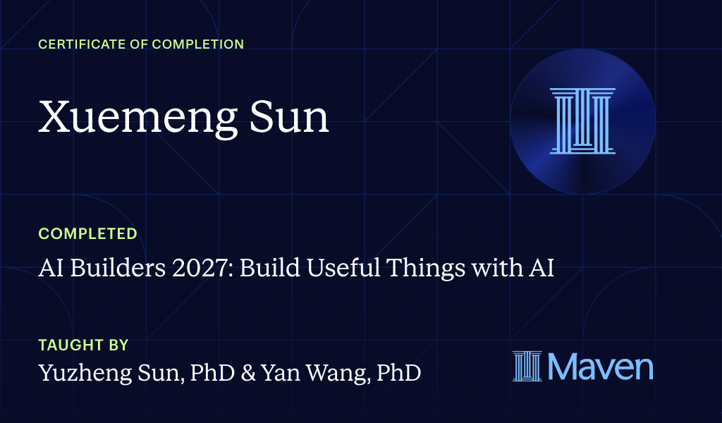 Certificate for Build with AI. Outgrow the Tutorials. | AI Builders 2027