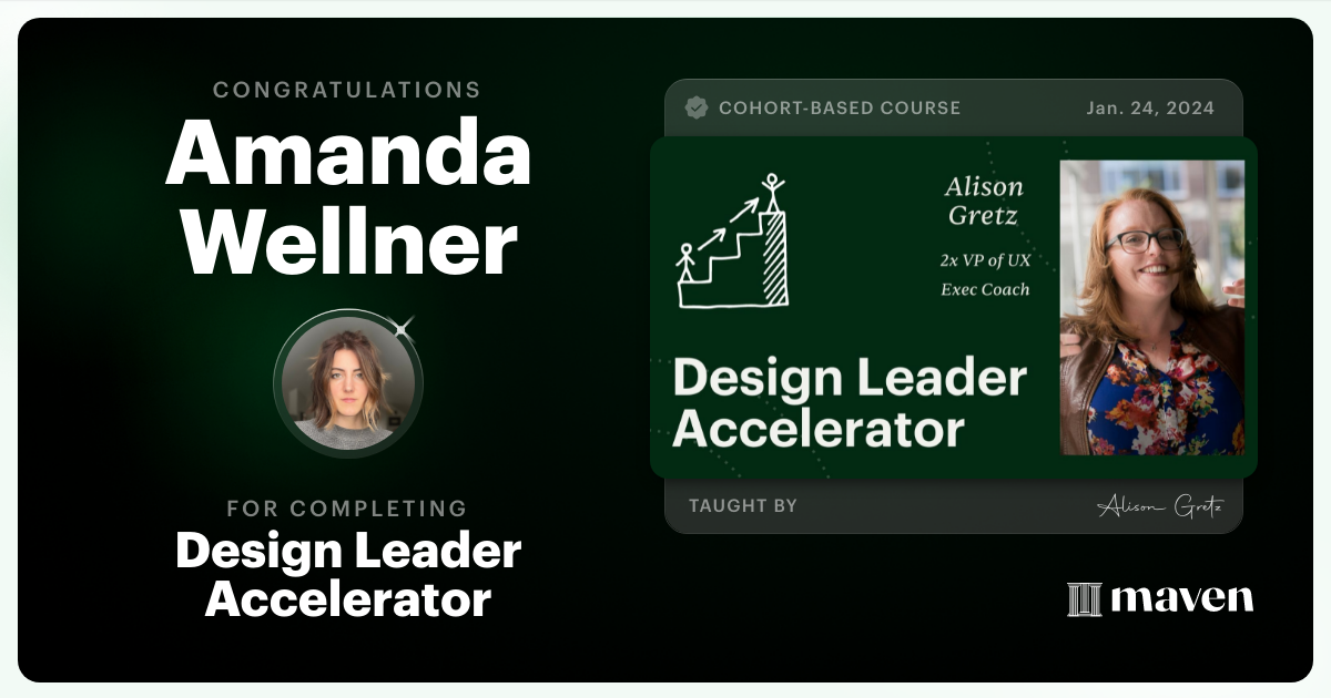 Certificate of Completion for Design Leader Accelerator