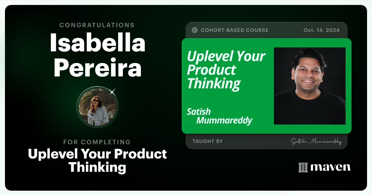 Certificate of Completion for Uplevel Your Product Thinking