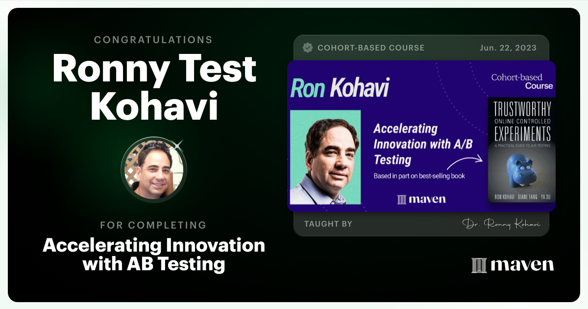 Certificate of Completion for Accelerating Innovation with A/B Testing