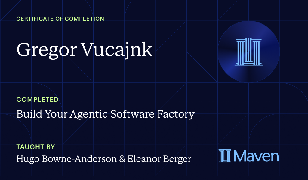 Certificate for Build Your Agentic Software Factory