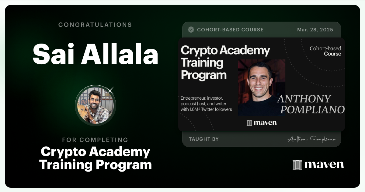 Certificate of Completion for Crypto Academy Training Program
