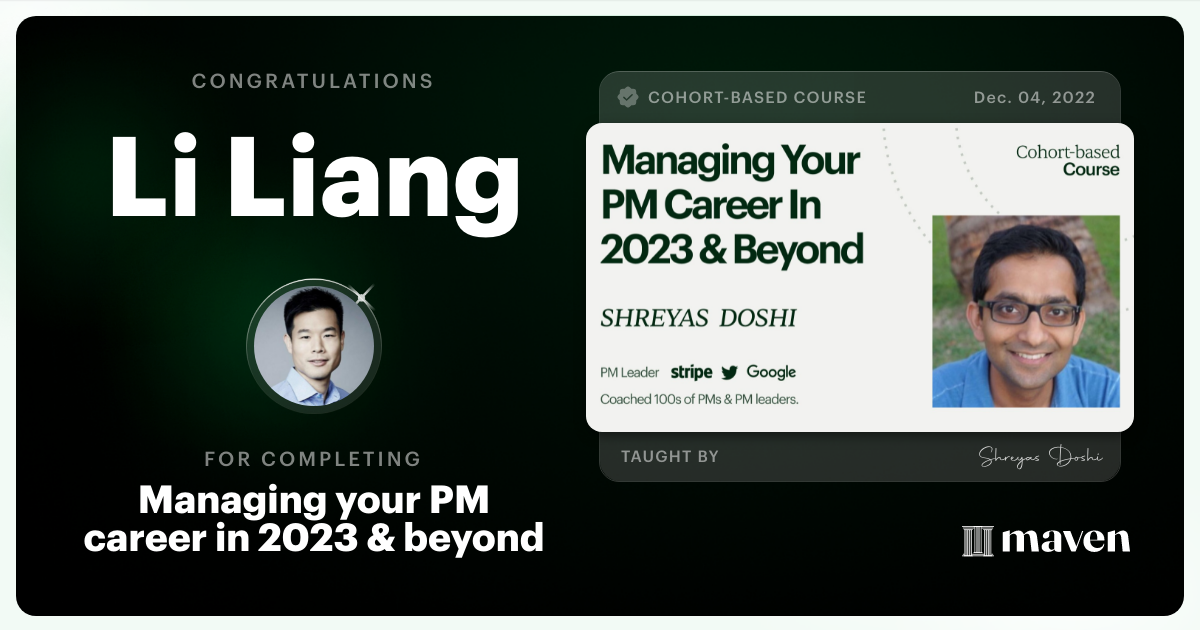 Certificate of Completion for Managing your PM Career in 2025 and beyond