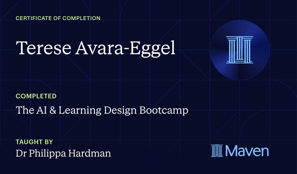 Certificate for The AI Bootcamp for L&D