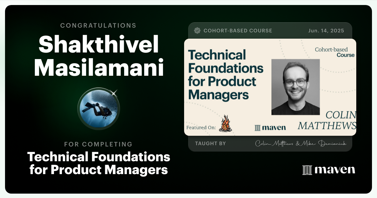 Certificate of Completion for Technical Foundations for Product Managers