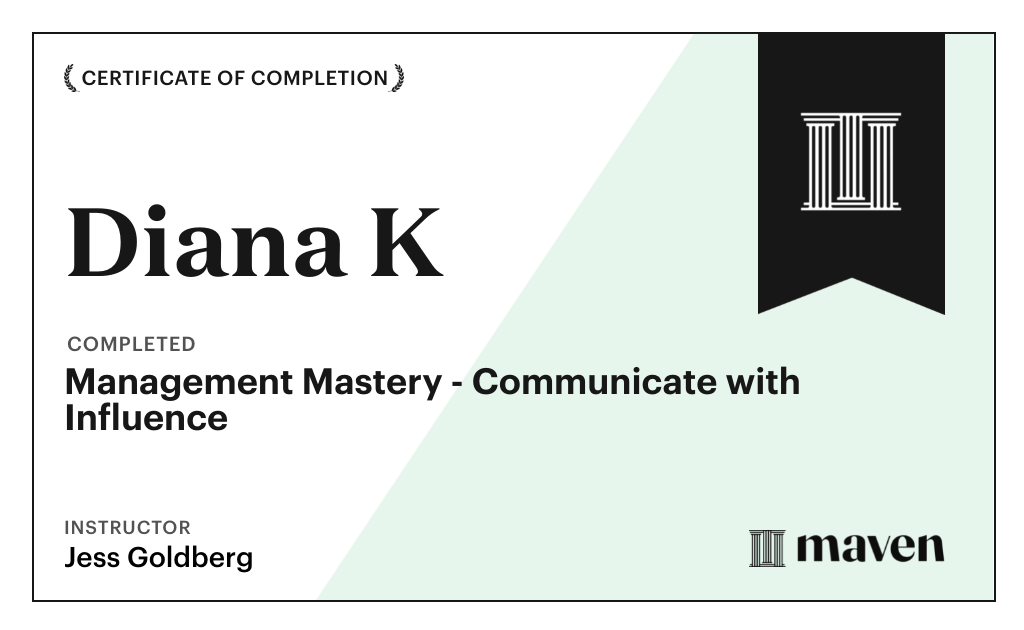 Certificate for Management Mastery - Communicate with Influence
