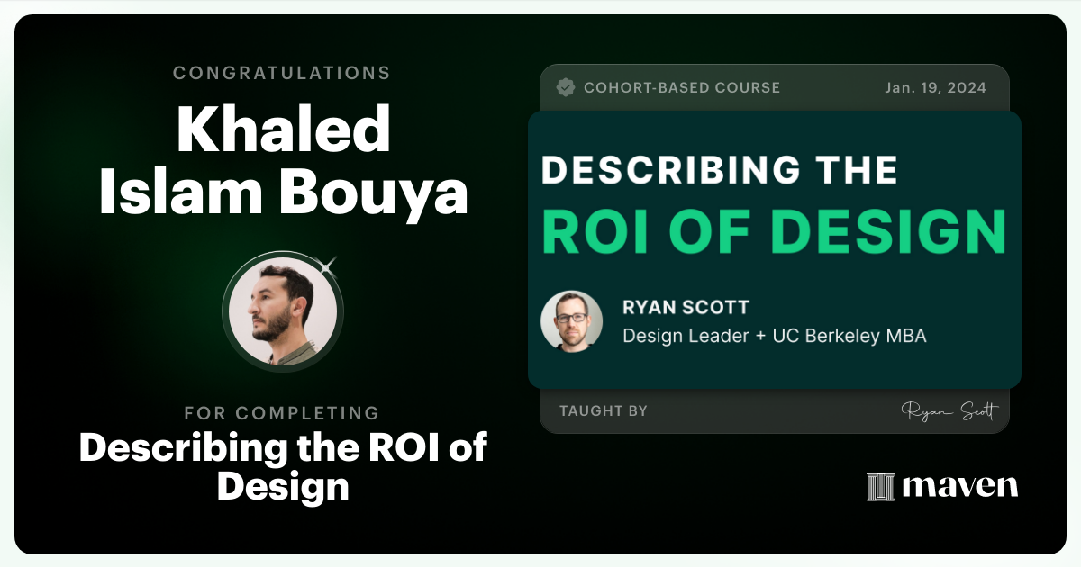 Certificate of Completion for Describing the ROI of Design