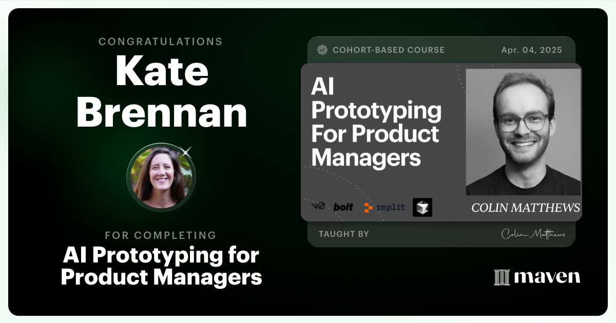 Certificate of Completion for AI Prototyping for Product Managers