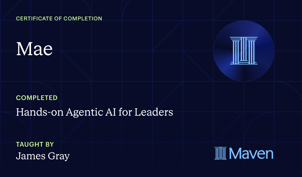 Certificate for Hands-on Agentic AI for Leaders