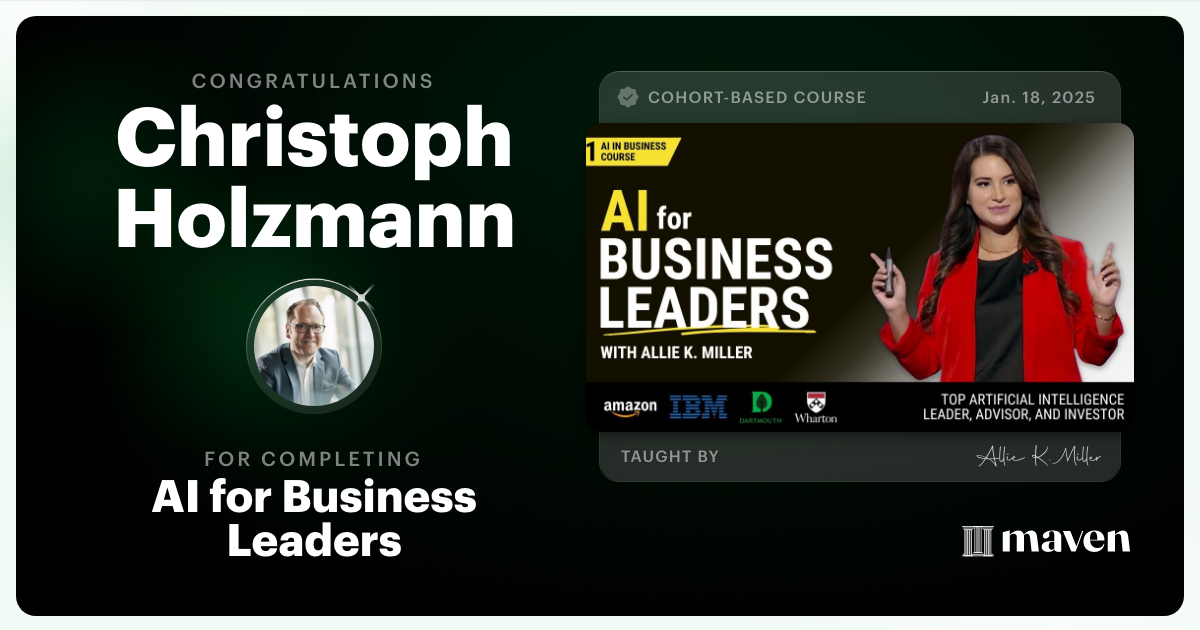 Certificate of Completion for AI for Business Leaders