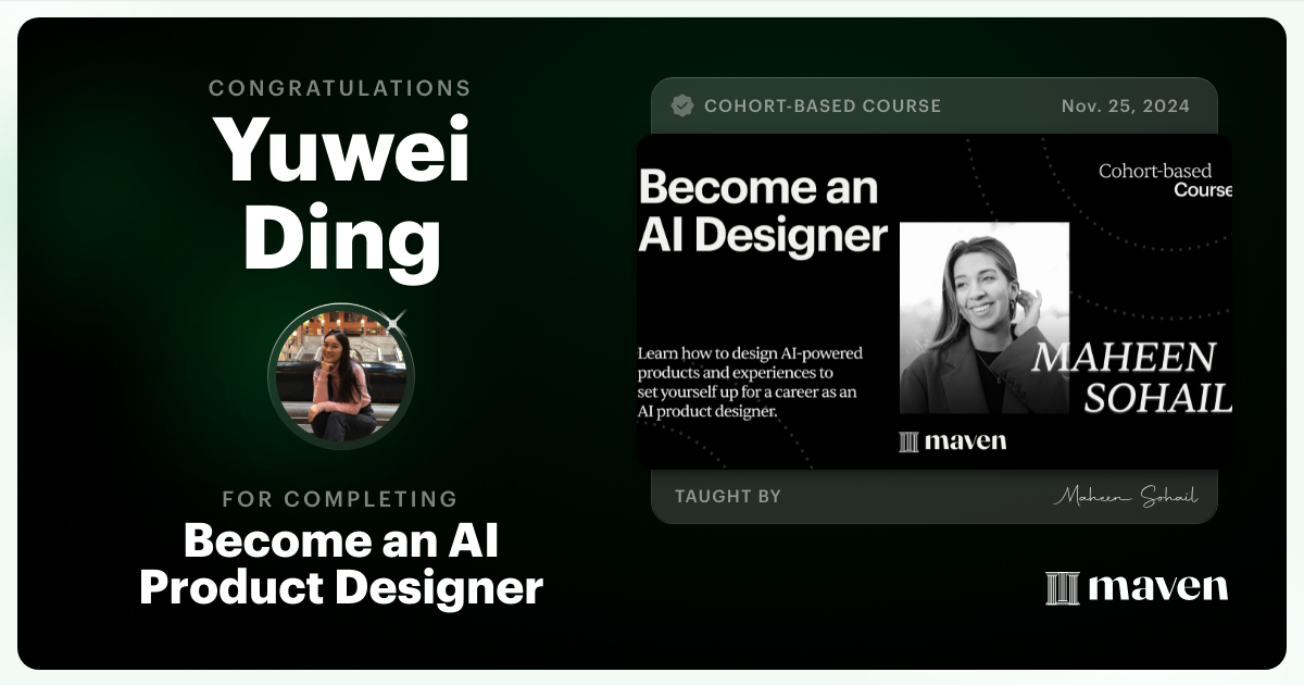 Certificate of Completion for Become an AI Product Designer