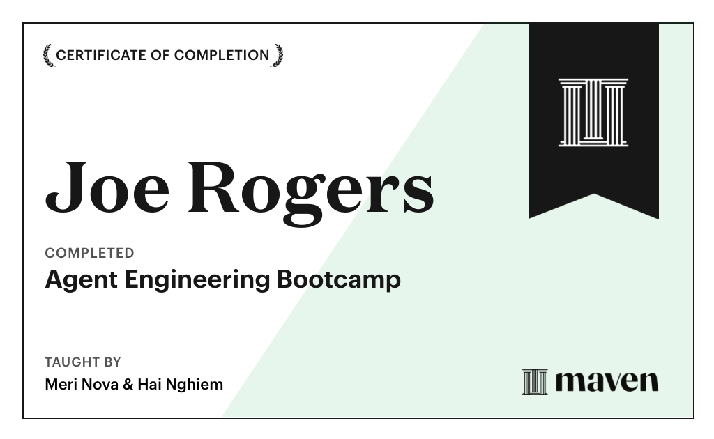 Certificate for Agent Engineering Bootcamp