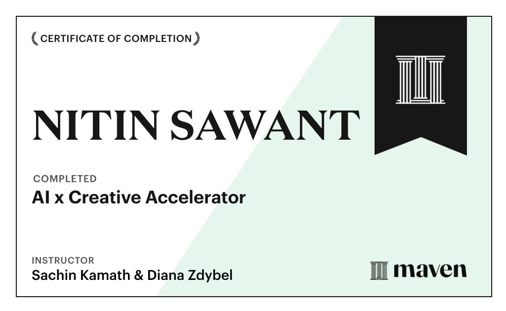 Certificate for AI x Creative Accelerator