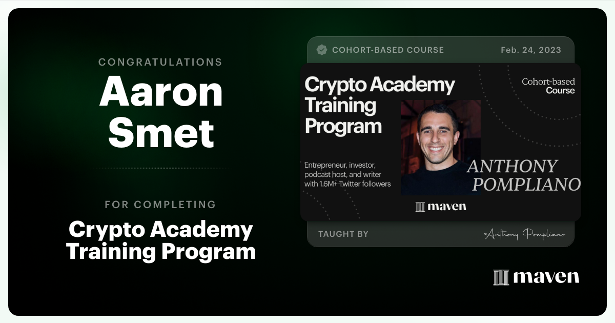 Certificate of Completion for Crypto Academy Training Program