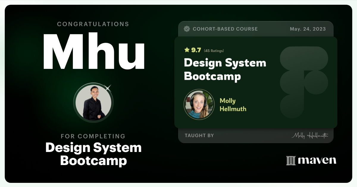 Certificate of Completion for Design System Bootcamp