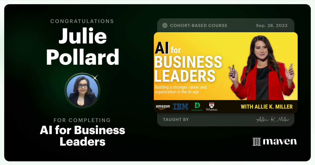 Certificate of Completion for AI for Business Leaders