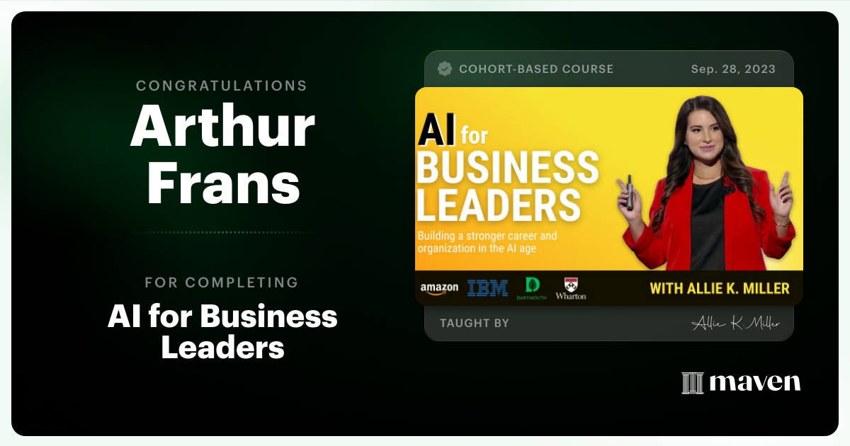 Certificate of Completion for AI for Business Leaders
