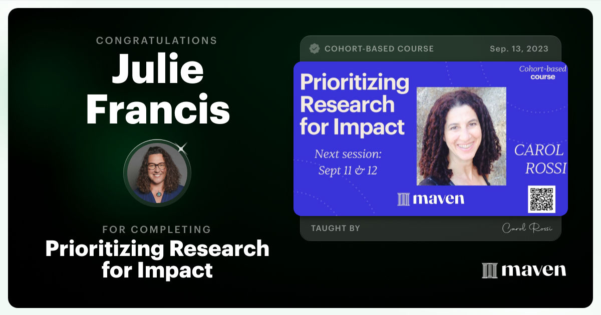 Certificate of Completion for Do Only the Research that Matters