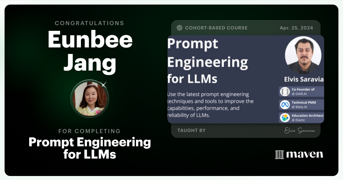 Certificate of Completion for Advanced Prompt Engineering for LLMs