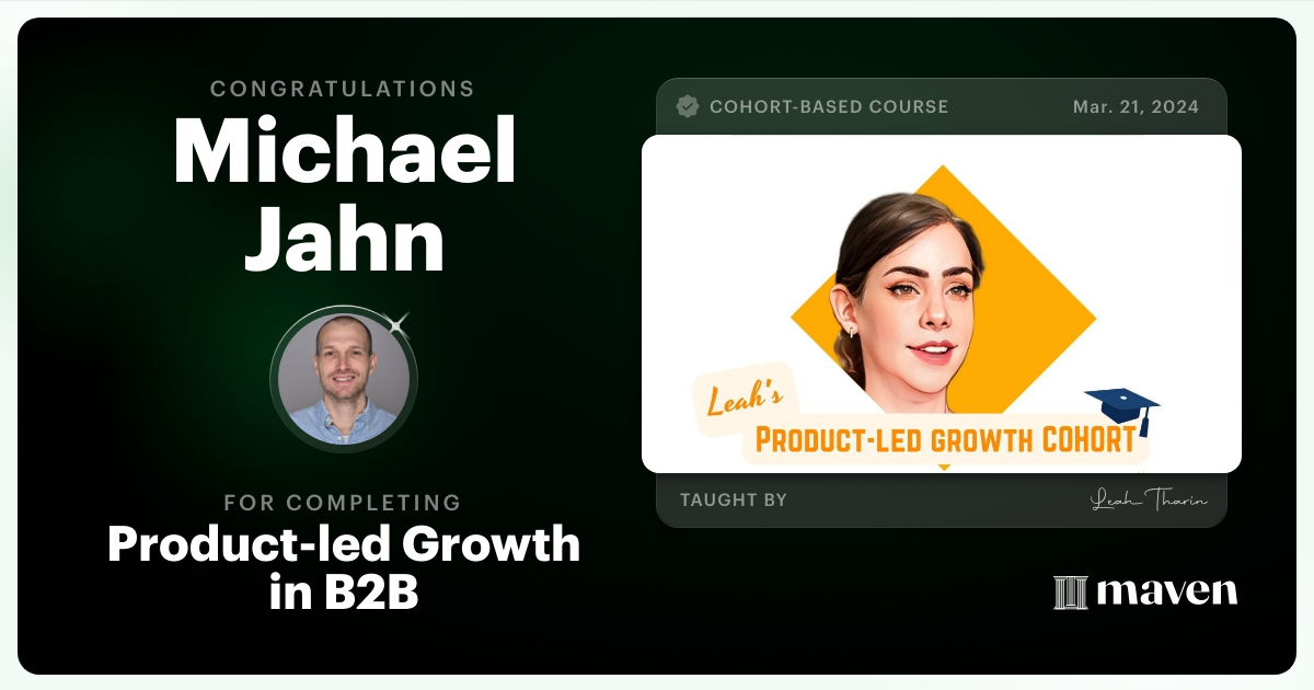 Certificate of Completion for Product-led Growth in B2B