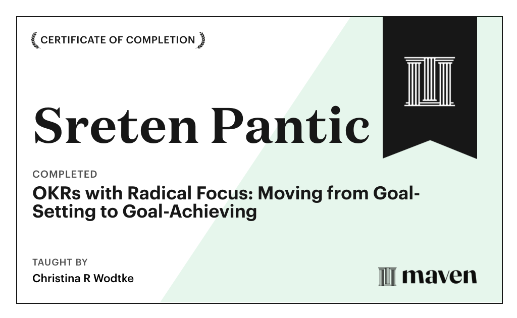 Certificate for OKRs with Radical Focus: Moving from Goal-Setting to Goal-Achieving