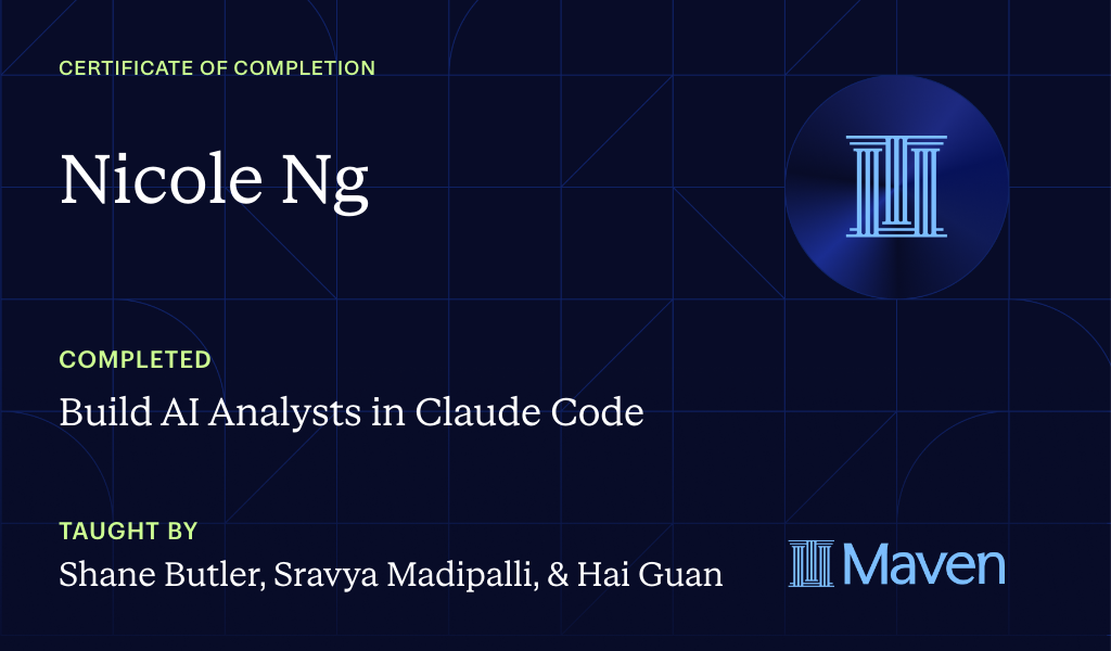 Certificate for Claude Code Analytics Bootcamp
