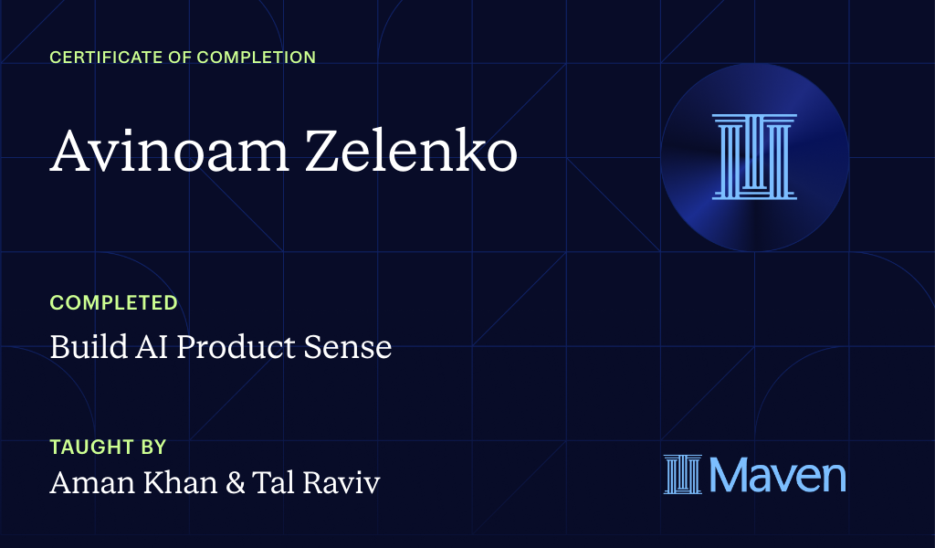 Certificate for Build AI Product Sense