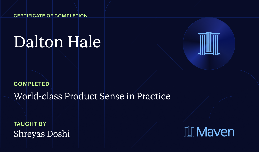 Certificate for World-class Product Sense in Practice